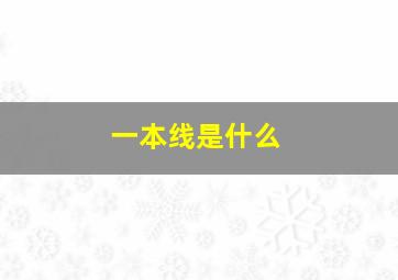 一本线是什么