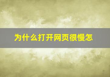 为什么打开网页很慢怎