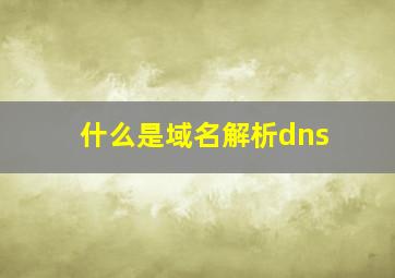 什么是域名解析dns