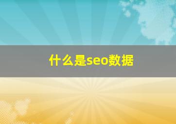 什么是seo数据