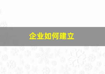 企业如何建立