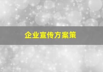 企业宣传方案策