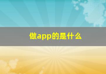 做app的是什么