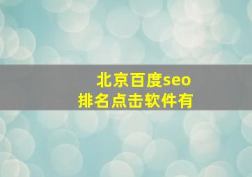北京百度seo排名点击软件有