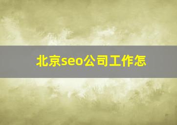 北京seo公司工作怎