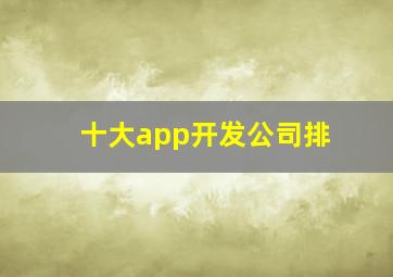 十大app开发公司排