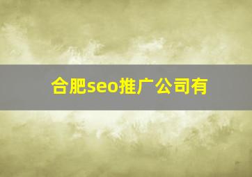 合肥seo推广公司有