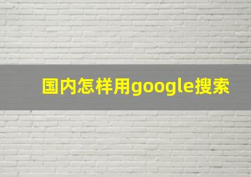国内怎样用google搜索