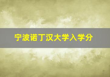 宁波诺丁汉大学入学分