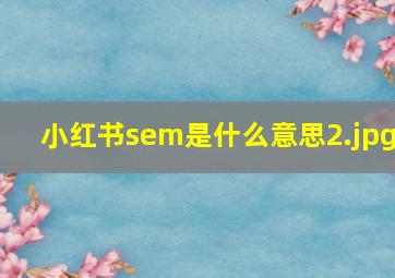 小红书sem是什么意思