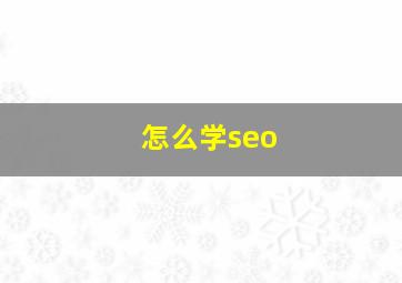 怎么学seo