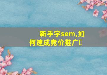 新手学sem,如何速成竞价推广�