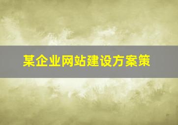 某企业网站建设方案策