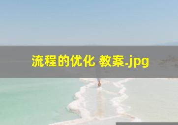流程的优化 教案