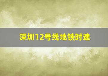 深圳12号线地铁时速