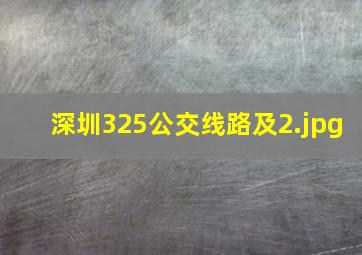 深圳325公交线路及