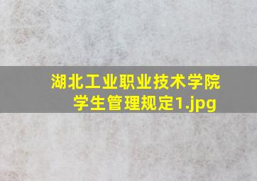 湖北工业职业技术学院学生管理规定