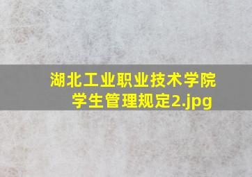 湖北工业职业技术学院学生管理规定