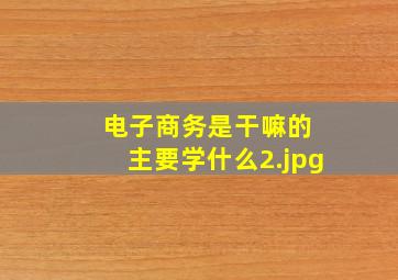 电子商务是干嘛的 主要学什么