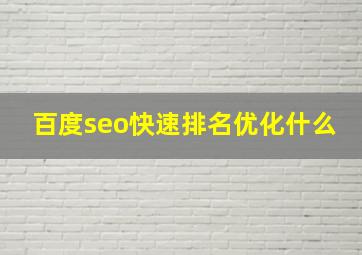 百度seo快速排名优化什么