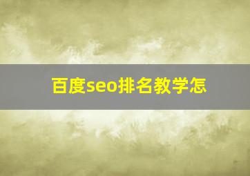 百度seo排名教学怎