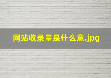 网站收录量是什么意