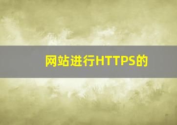 网站进行HTTPS的