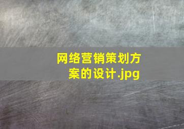 网络营销策划方案的设计
