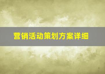 营销活动策划方案详细