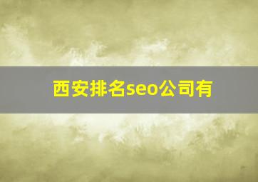 西安排名seo公司有