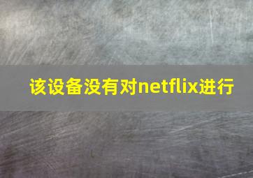 该设备没有对netflix进行