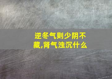 逆冬气则少阴不藏,肾气浊沉什么