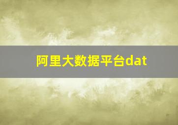 阿里大数据平台dat
