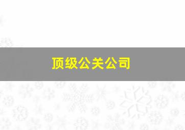 顶级公关公司