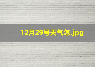 12月29号天气怎