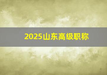 2025山东高级职称