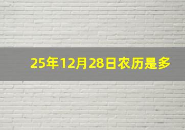 25年12月28日农历是多