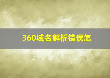360域名解析错误怎