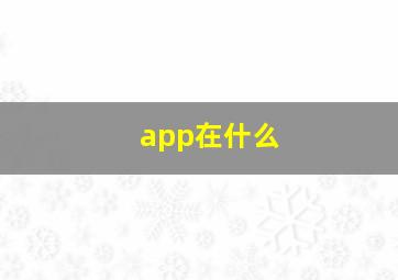 app在什么