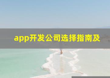 app开发公司选择指南及