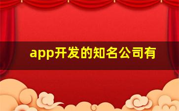 app开发的知名公司有