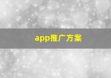 app推广方案