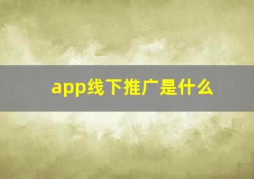 app线下推广是什么