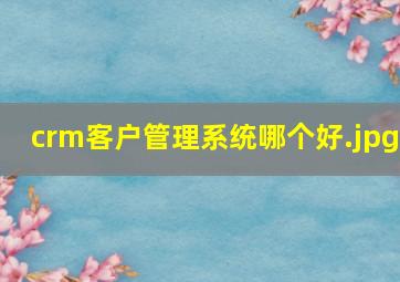 crm客户管理系统哪个好