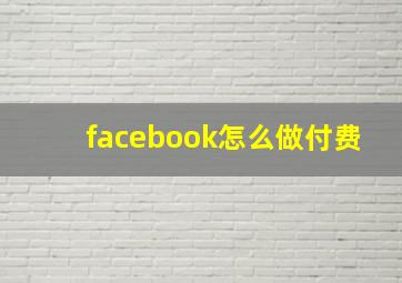 facebook怎么做付费