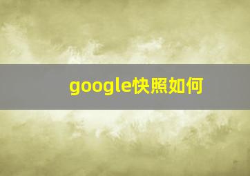 google快照如何