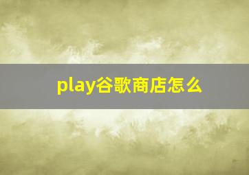 play谷歌商店怎么