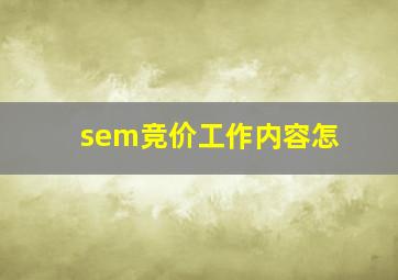 sem竞价工作内容怎
