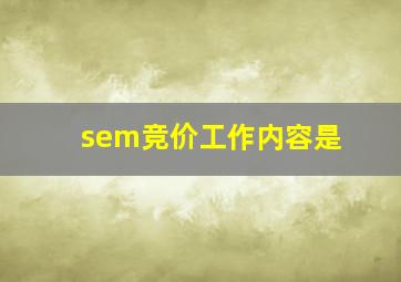 sem竞价工作内容是