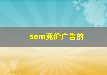 sem竞价广告的